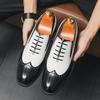 Fashion Vintage Fashion Men's Brown Mixed Color Patent Leather Lace Up Flats Brogues Shoes Casual Oxford Formal Dress Wedding Footwear