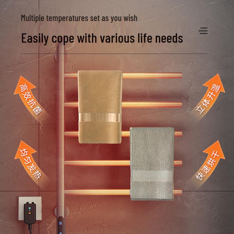 Compact Rotatable Carbon Fiber Heated Towel Rack with Drying & Sterilization