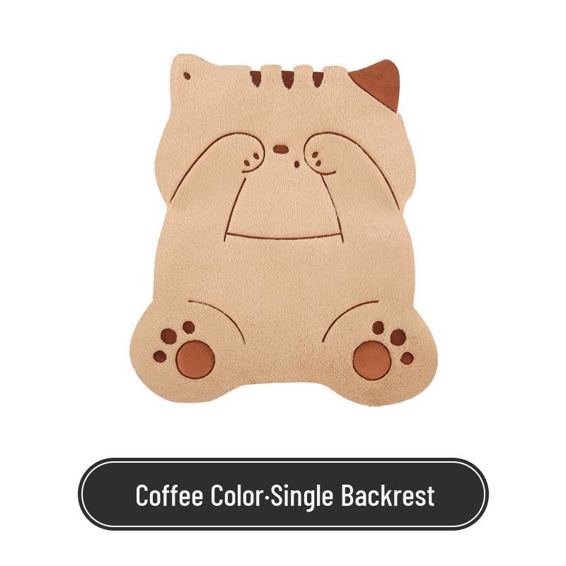 Universal Shy Cat Plush Winter Car Seat Cushion - Non-Shedding, Cartoon Design for Five Seats