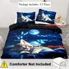 Animal Print Polyester Duvet Cover Set With Zipper Closure - Breathable, All-Season Digital Printed Cat And Butterfly Theme