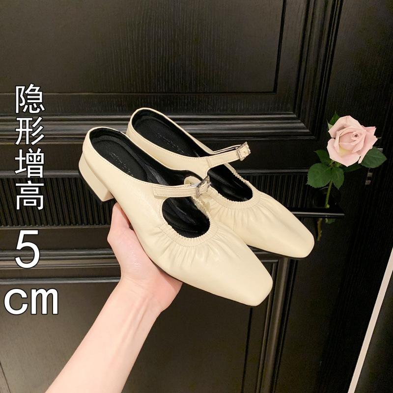 

~ Baotou one pedal Mary Jane thick heel buckle with single shoes half drag women s models 34 срібний
