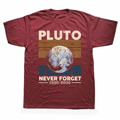 Never Forget Pluto Vintage Retro T-Shirts Men Cotton T Shirt Astrological Lover Planet Short Sleeve Tees Tops Short Sleeve