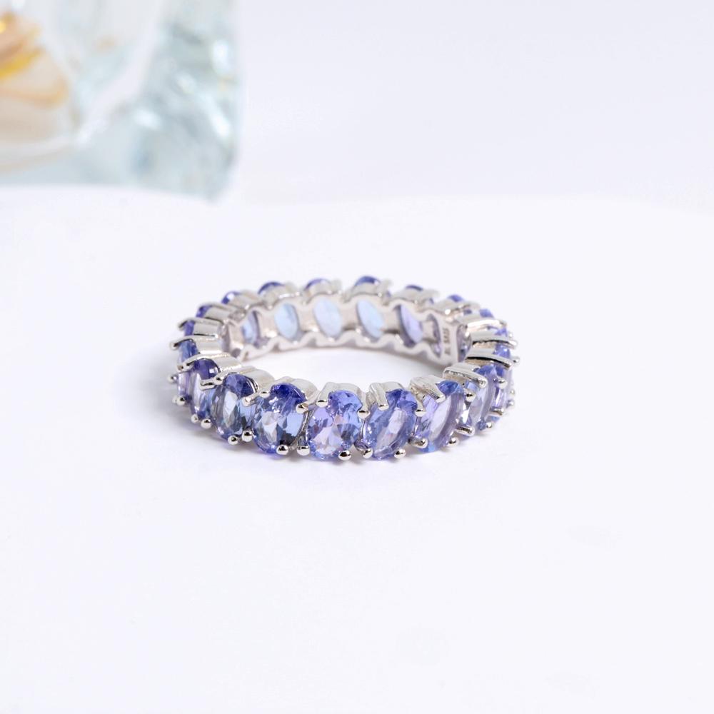 925 Sterling Silver Light Luxury Natural Tanzanite Gemstone Ring for Women Fine Jewelry Celebration & Party Engagement Gift