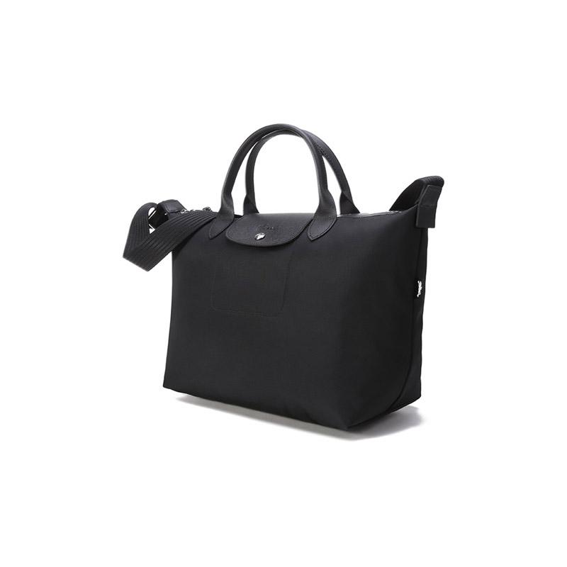 Longchamp Le Pliage Energy 32 Faltbare Knödeltasche Umhängetasche Recycelte Leinwand-Tragetasche Mittelgroß Damen Taschen Schwarz 1515HSR001
