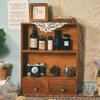 1pc 2/9 Squares Vintage Wooden Dividers Organizer with 2 Drawers,Makeup&perfume&dolls Display Container Cabinet.