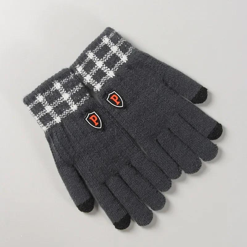 Winter Warm Gloves Men Windproof Gloves Commuting Touchscreen Outdoor Gloves Running Office Fashion Soft Men s Knitted Gloves темно-серого