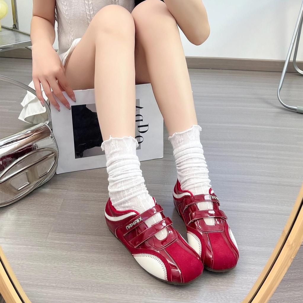 Inner Height Increase 6cm Velcro Hollow Sports Mary Jane Shoes Women's 2025 Spring and Autumn Versatile Casual Moral Training Shoes Tide