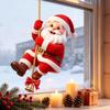Winter Christmas Santa Claus Window Stickers Cute Santa Climbing Rope Bell Bow Self Adhesive Removable for Home Glass Door Walls