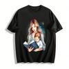 Warm Mother Child Reading Print Casual Top Pure Cotton T-shirt