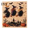 Fall Holiday Decoration Halloween Faux Pearl Art DIY Kit, 3D Bead Embroidery Craft Set, Spooky Painting Kit Ghost Goat Witch Wall Art, Seasonal