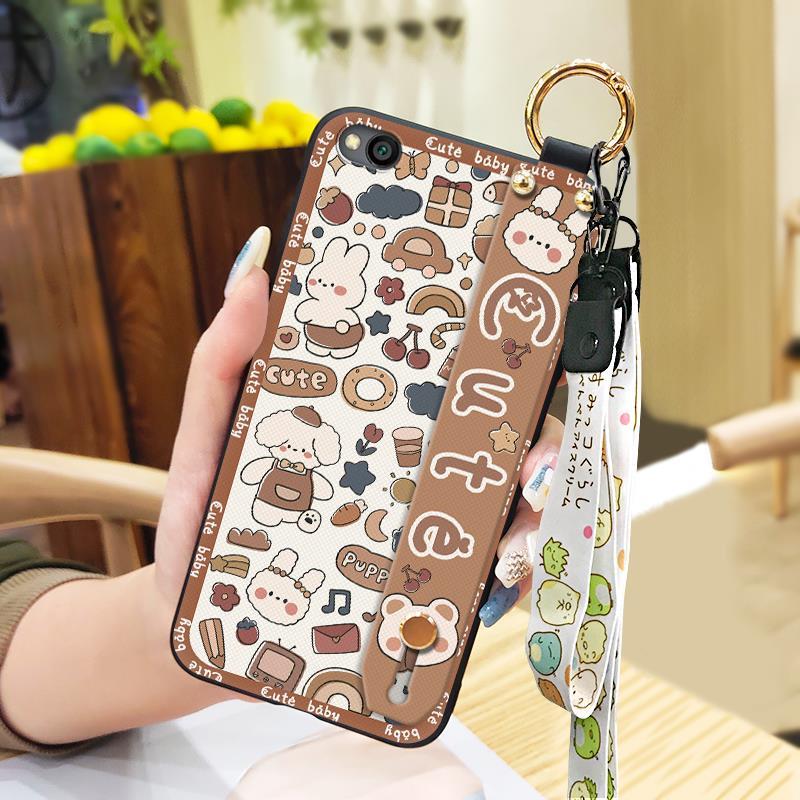 Anti-knock Back Cover Phone Case For Xiaomi Redmi GO Wrist Strap Durable Wristband Silicone Cute Waterproof Protective