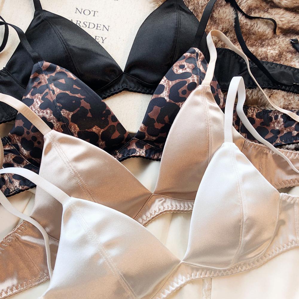 Set intimo estivo da donna, reggiseno senza ferretto con coppa triangolare in seta sexy, bralette francese, reggiseno e perizoma senza cuciture