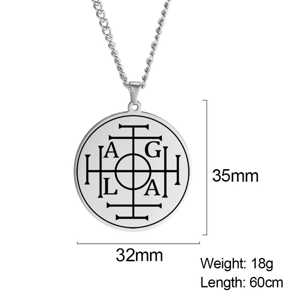 Dawapara Fortune Wheel AGLA INRI Stainless Steel Men Necklace Solomon Wealth Amulet Michael Uriel Raphael Gabriel Archangel Seal