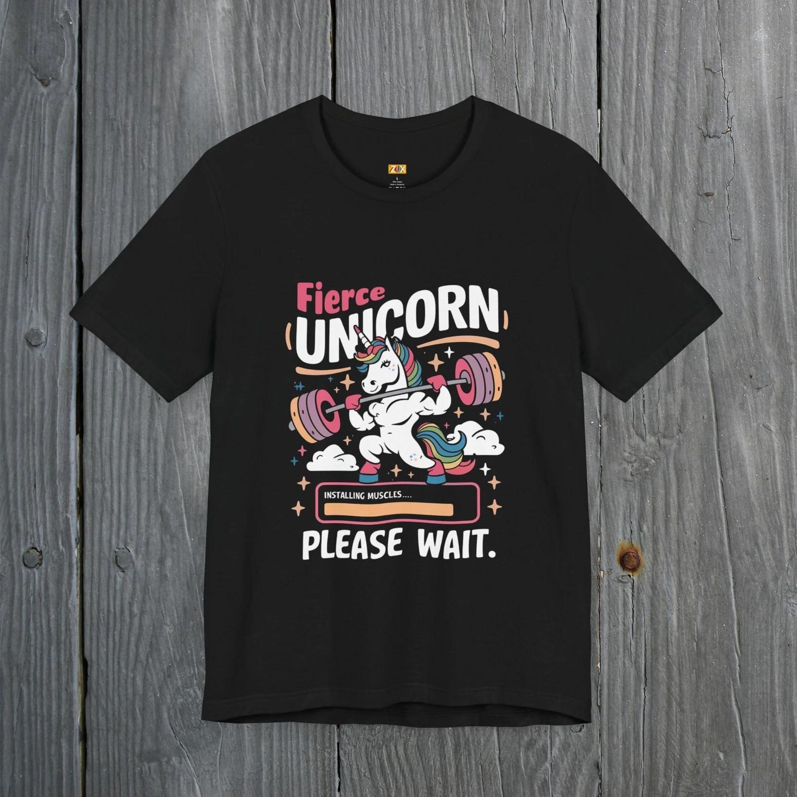 Fierce Unicorn Muscle Building Tee - Unisex Jersey Short Sleeve Shirt M