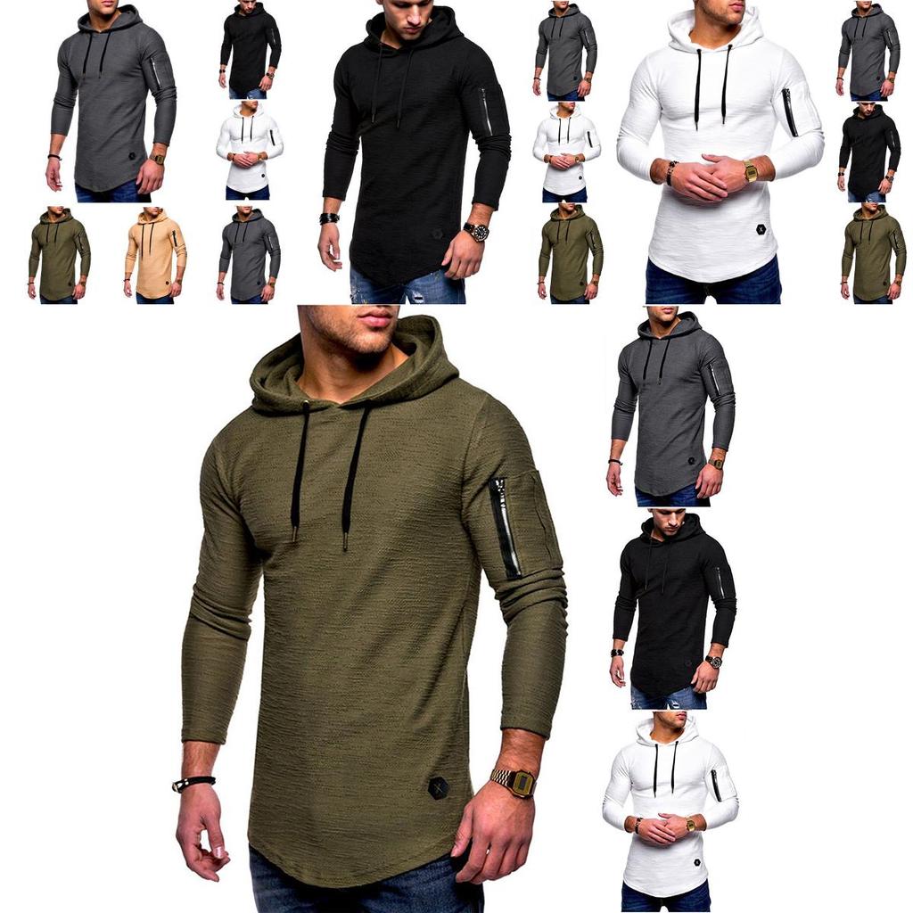 Men's Gym Slim Fit Hoodie With Drawstring And Zippered Arm For Maximum Style