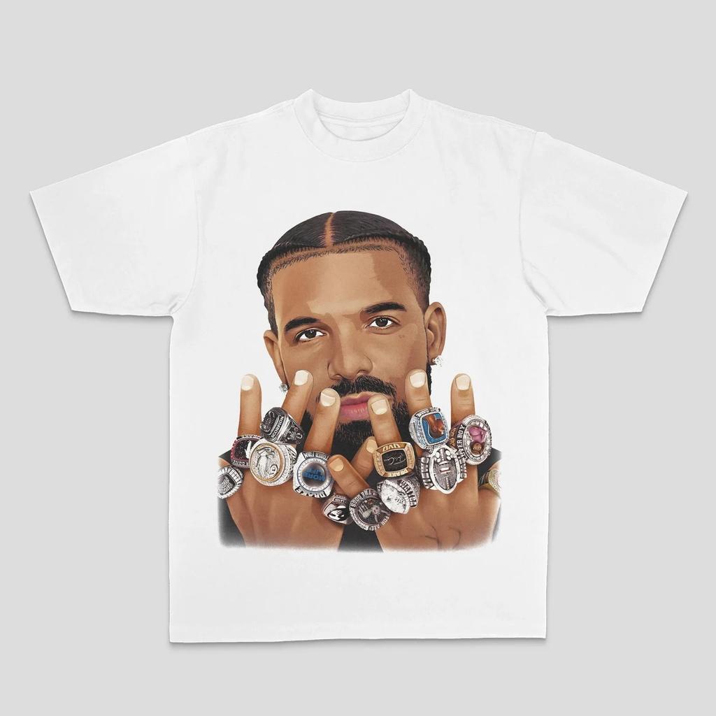Hot Sale European American Drake Male Duck Print Tshirts Men Women Crewneck Cotton Tees HighStreet Loose Casual Oversized Tops