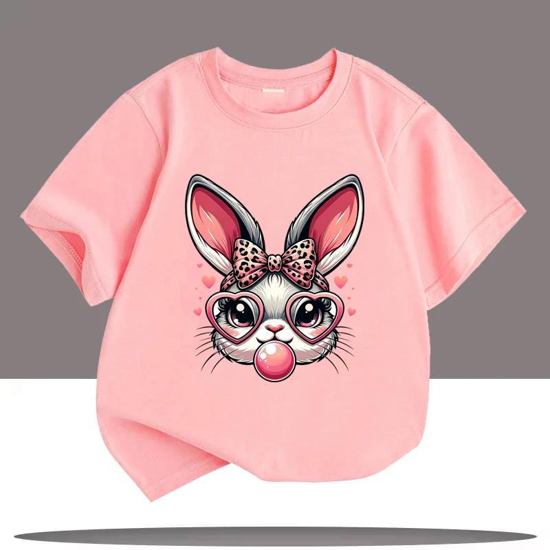 Rabbit Printed Pattern Children Tshirts Summer Girls Boys Casual Colorful Cute Tops Funny Kids ONeck Short Sleeve Tshirts