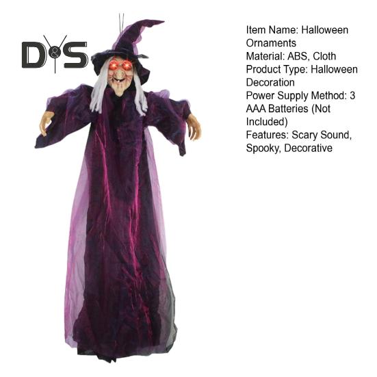 Halloween Flying Witch Decoration Outdoor Hanging Witch Statue with Light Large Screaming Witch Prop for Garden Yard Lawn Decor