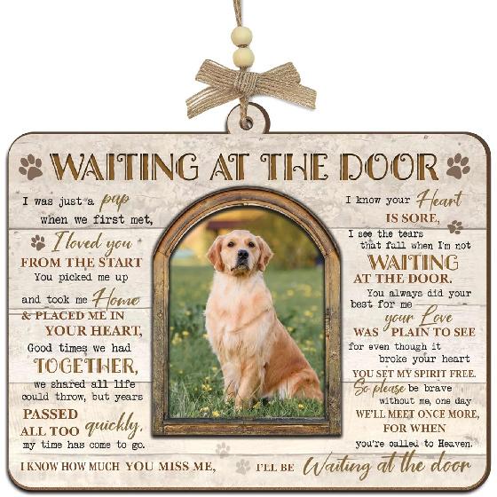 Dog Memorial Gift – Waiting at The Door Wooden Ornament – Ideal Sympathy Gift for Someone Who Just Lost a Dog – Pet Memorial Ornament – Add бежевый