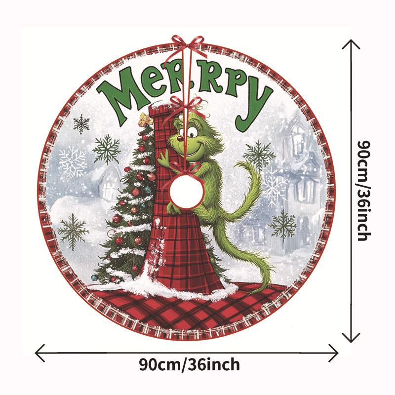 Cartoon Print Christmas Tree Skirt - Festive Holiday Decoration 60x60 cm