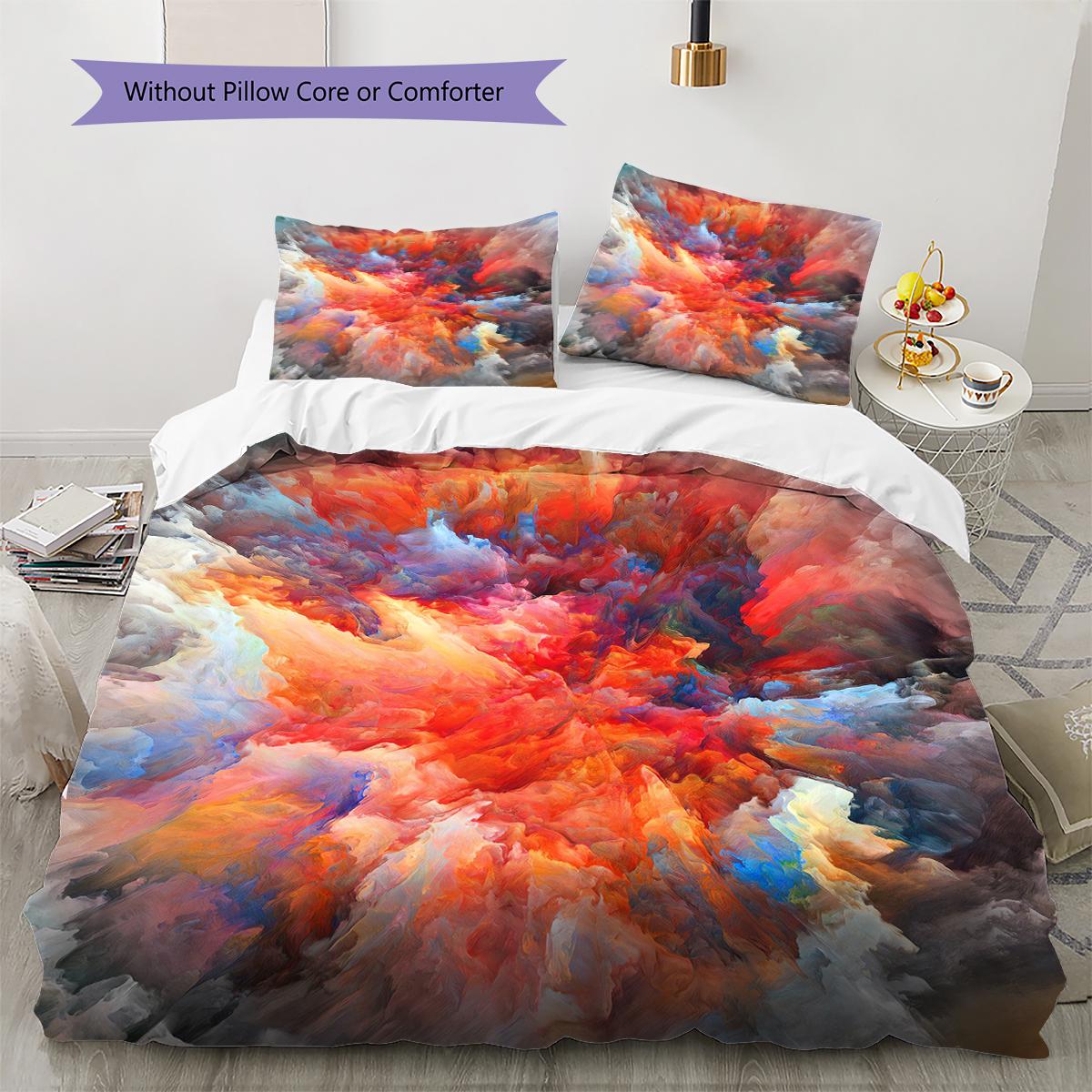 Постельное белье с абстрактным радужным узором Комплект одеял Покрывало Наволочка Домашний декор Подарок (1 пододеяльник + 2 наволочки, без наполнителя) 135x200cm