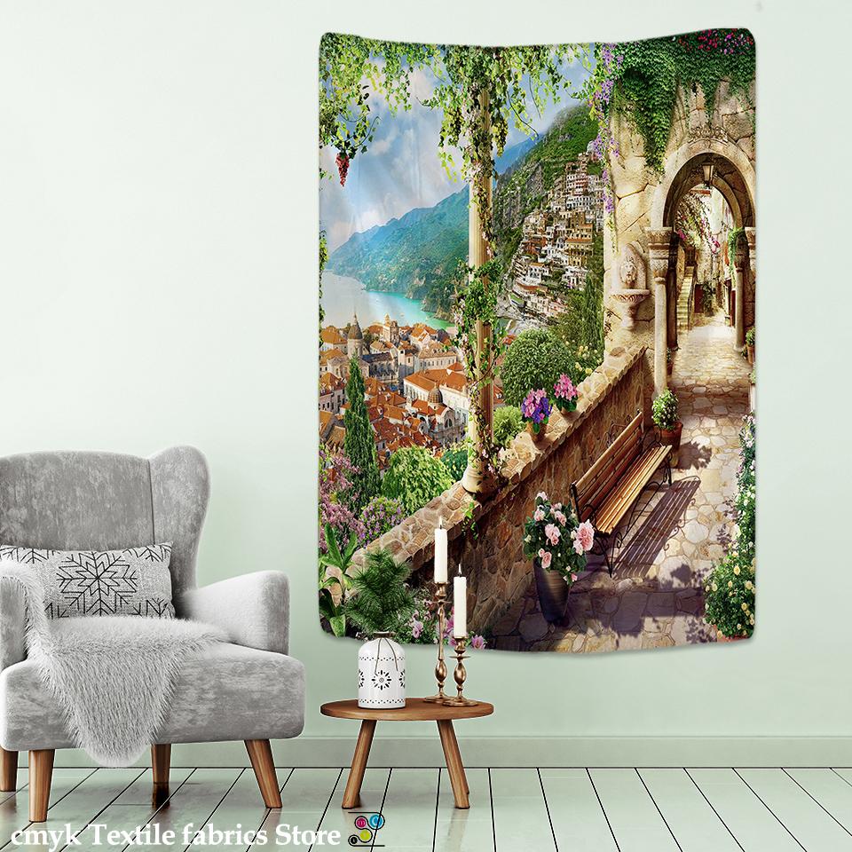 

Арка в европейском стиле, архитектурный гобелен, настенный матрас, богемный современный европейский стиль, декор для спальни 150x130CM