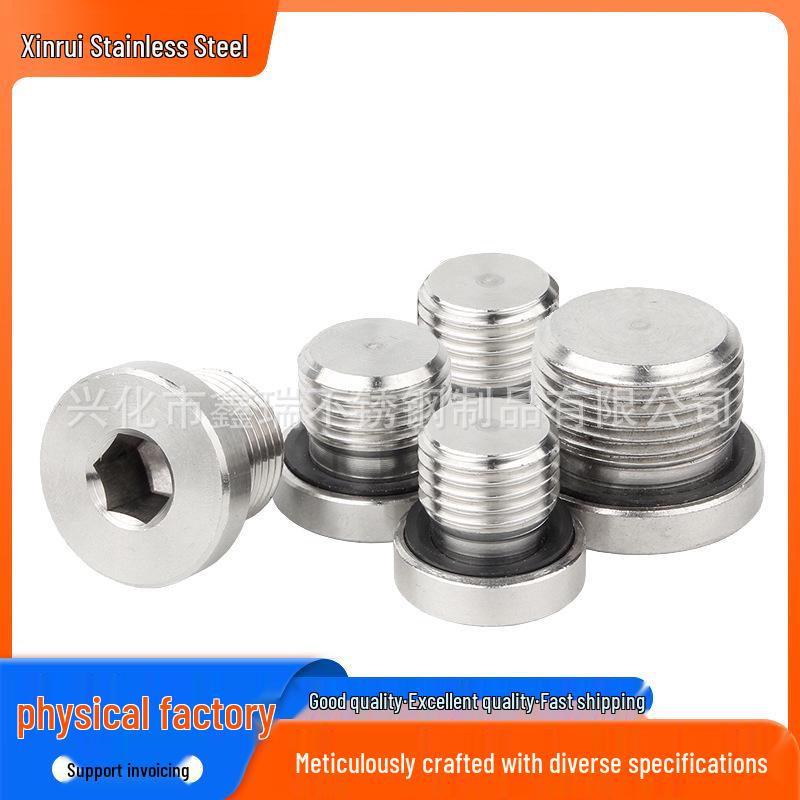 304 Stainless Steel Hex Flange Oil Plug Cap Screws: 1/8, 1/4, 3/8, 1/2, 3/4, 1, 2 inch
