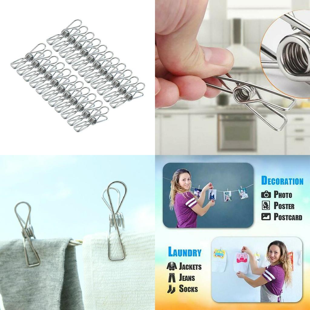 Kompakte und stilvolle 20x Wäscheklammern aus Edelstahl für den Mehrzweck-Haushalts- und Bürogebrauch