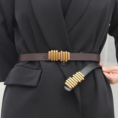 New Korean Belt for Women Retro Metal Buckle for Coat Suit Sweater Shirt with Skirt Tug Waist Seal