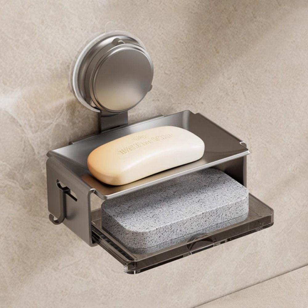 Punch-free Soap Holder Aluminum Alloy Soap Rack Creative Storage Shelf  Kitchen Bathroom Organizer