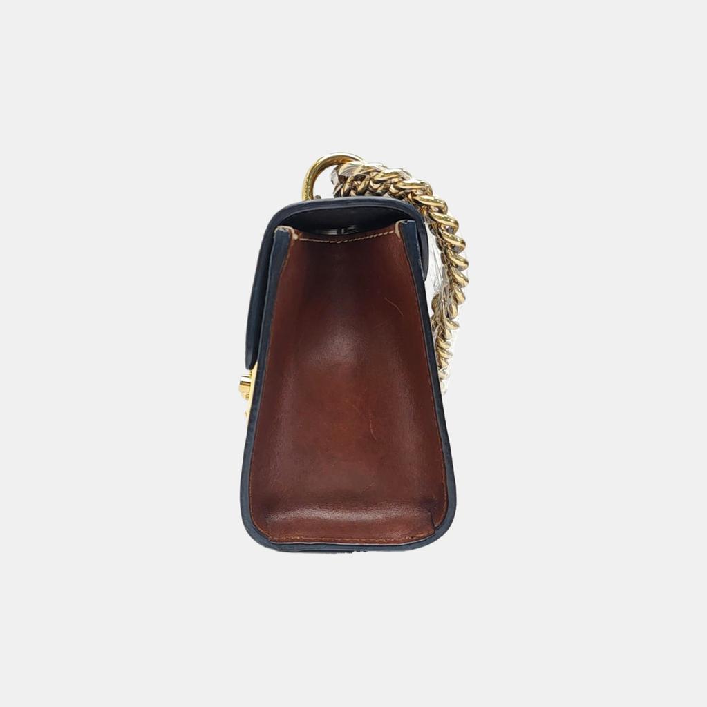 [Pre-Owned] Padlock Moonlight Treasure Box Series Metal Lock Logo Canvas And Leather Crossbody Bag Small - Very Good #1IYDNVP