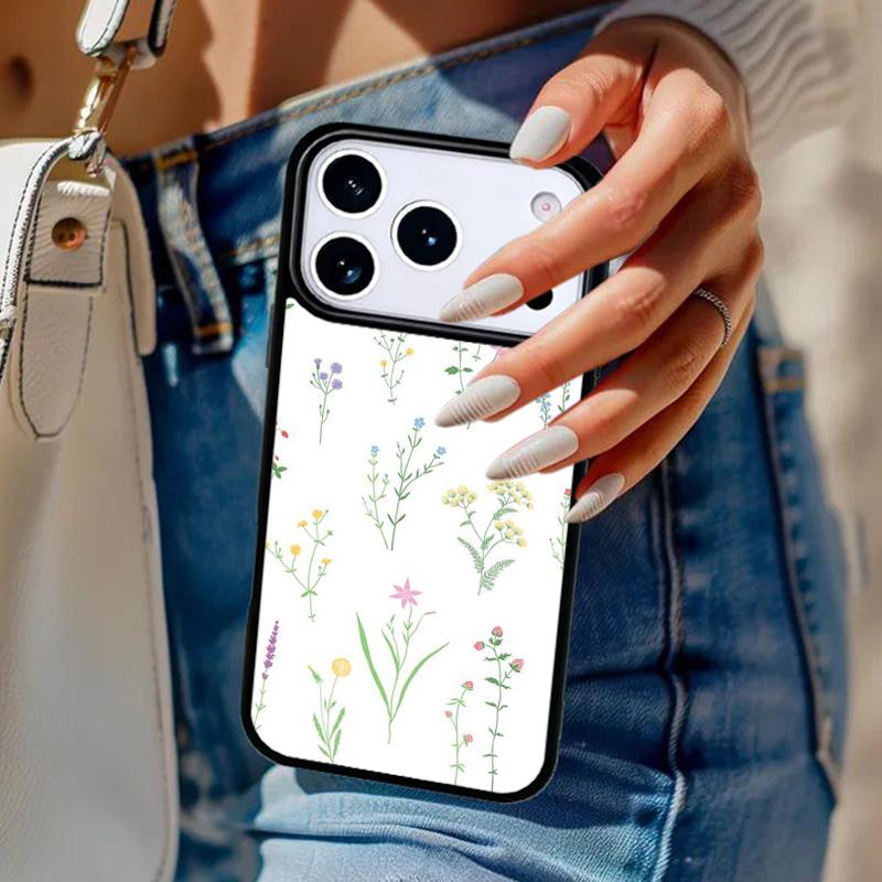 Minimalist Aesthetic Flower Phone Case For iPhone 17 Air 14 15 13 12 Max Cover For Apple 16e 11 Pro Max Plus Coque