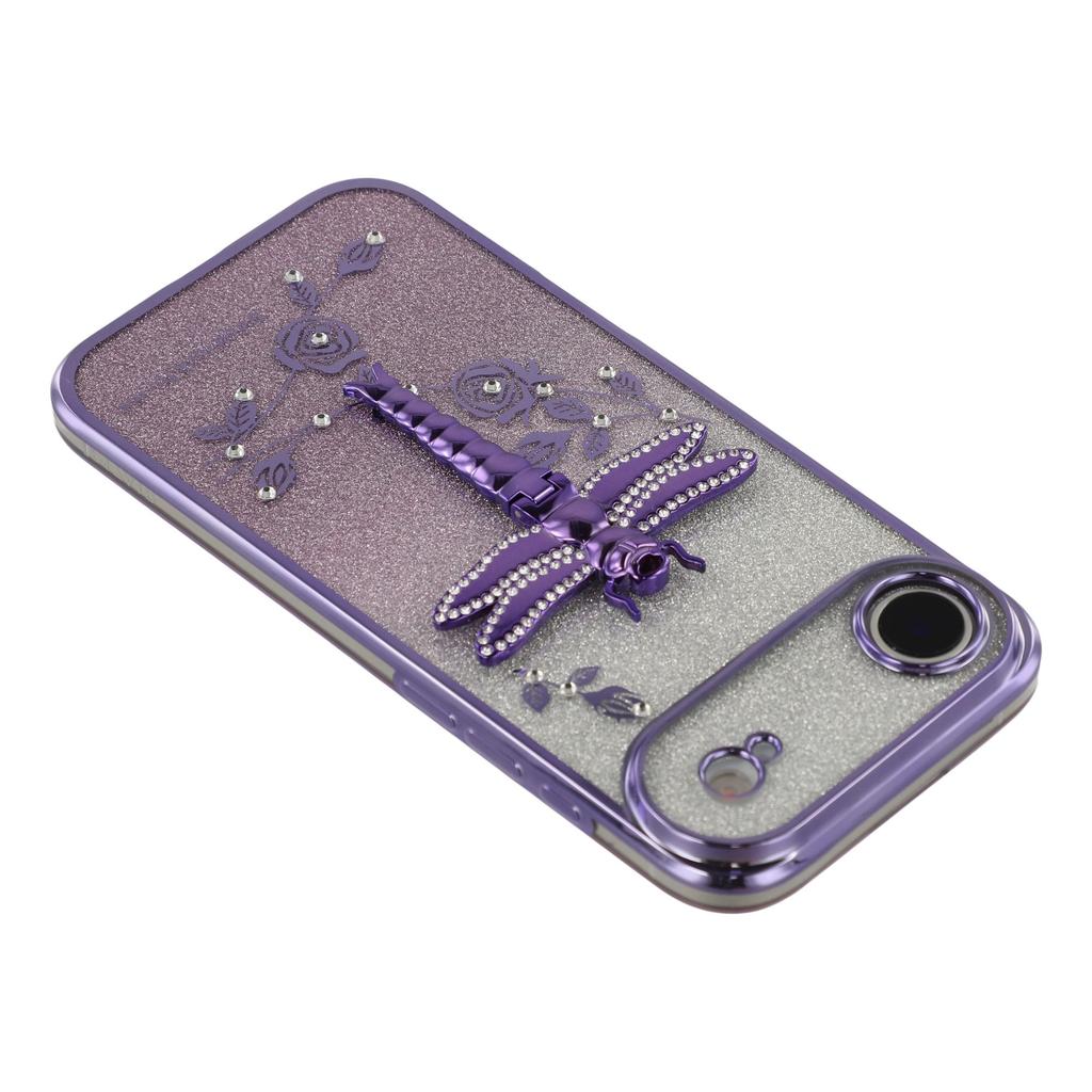 KADEM For iPhone 17 Air Case Dragonfly Kickstand TPU Flowers Glitter Phone Cover