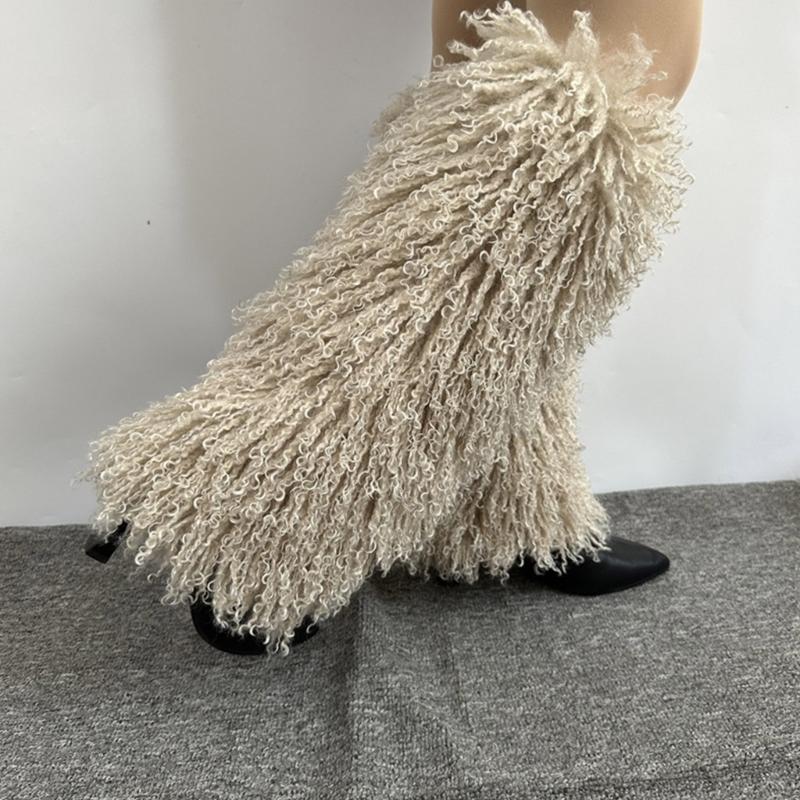 Faux Furs Leg Warmer,Warm Soft Cozy Fuzzy Leg Warmer Boot Cuffs Cover for Women Party Costumes Boot Sleeves Boot Covers