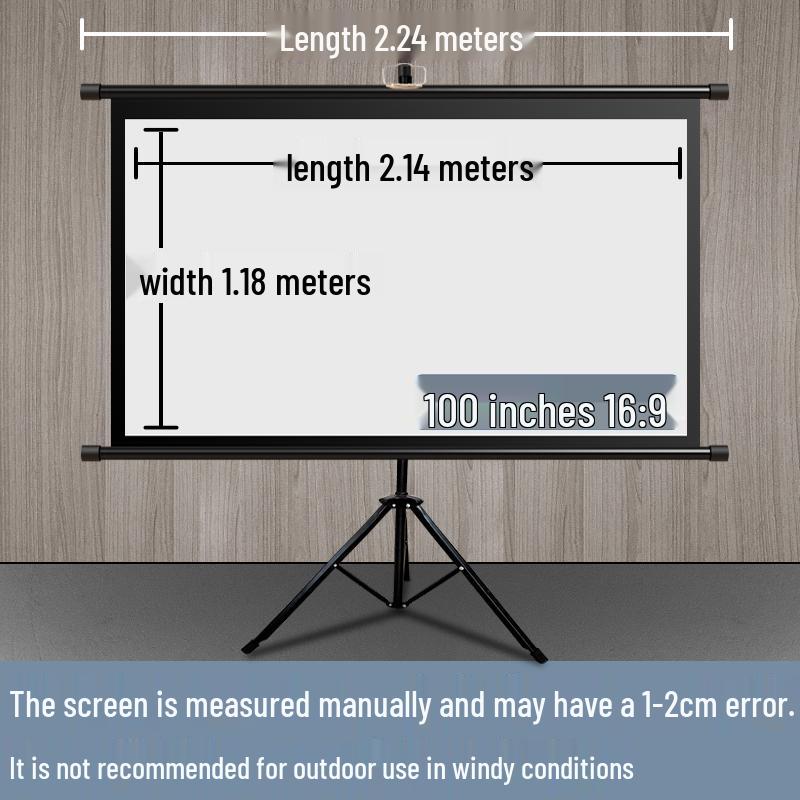 100-palcové podlahové plátno pre projektor so stojanom - Držiak bez vŕtania pre domáce použitie