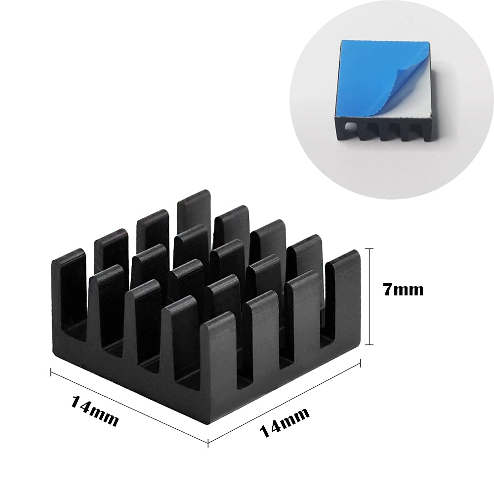 Heatsink, CTRICALVER Aluminum Heatsink 14x14x7mm, with thermal adhesive, used for