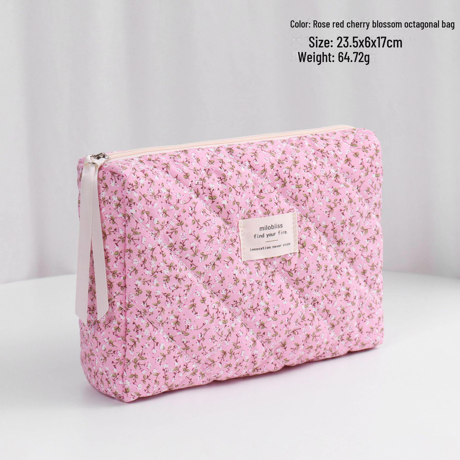 

Вместительная стеганая косметичка с цветочным узором cherry blossom octagonal bag розы красного