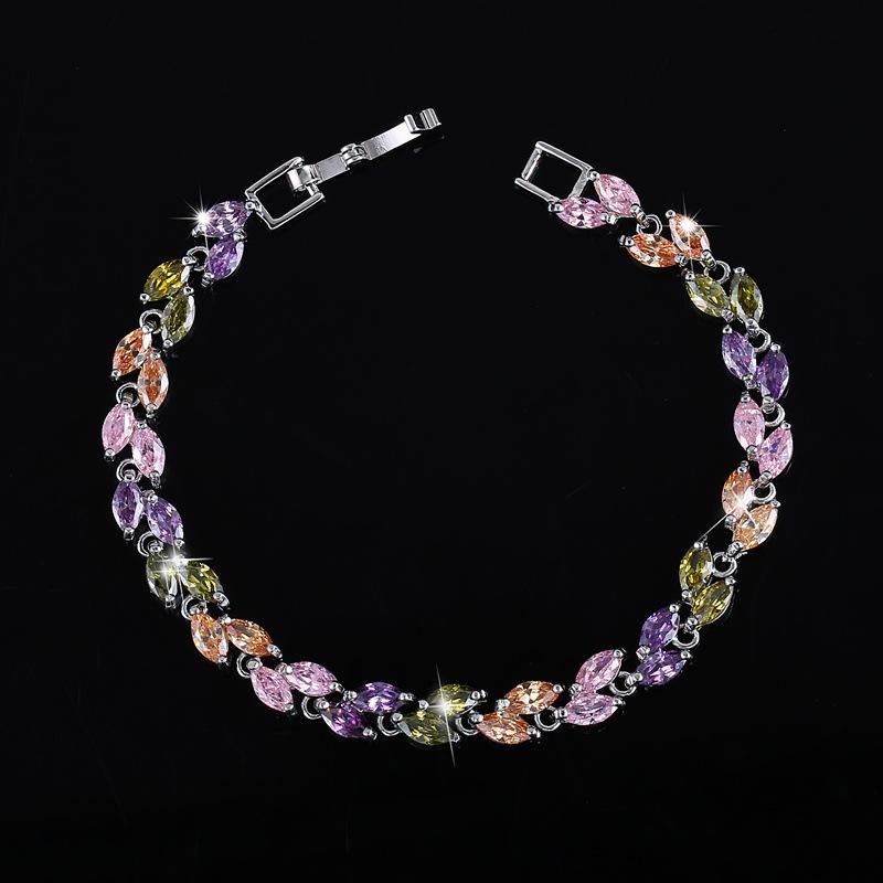 Hand Jewelry Small Leaf Zircon Bracelet, Jewelry, Women