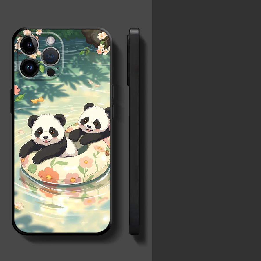 Phone Case for Apple iPhone 17 Pro Max 14 12 15 Pro 7 8 11 17e XR XS MAX 13 Air 16 Funda Phone Cover Cartoon Cute Panda