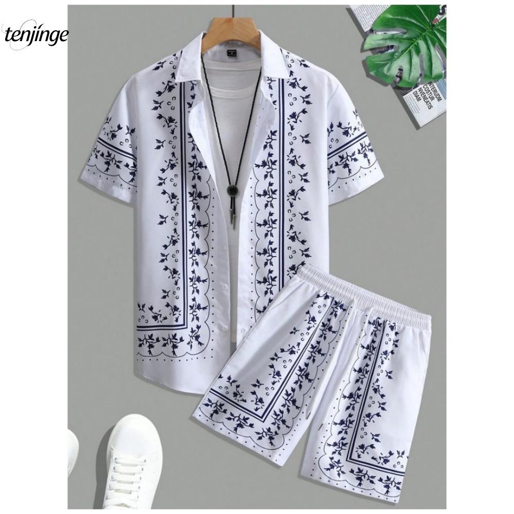 Everyday Fashion Men's Short-sleeved Shirt Summer Short-sleeved Shirt And Beach Shorts Men's Suit Street Casual Y2k Men's Shorts