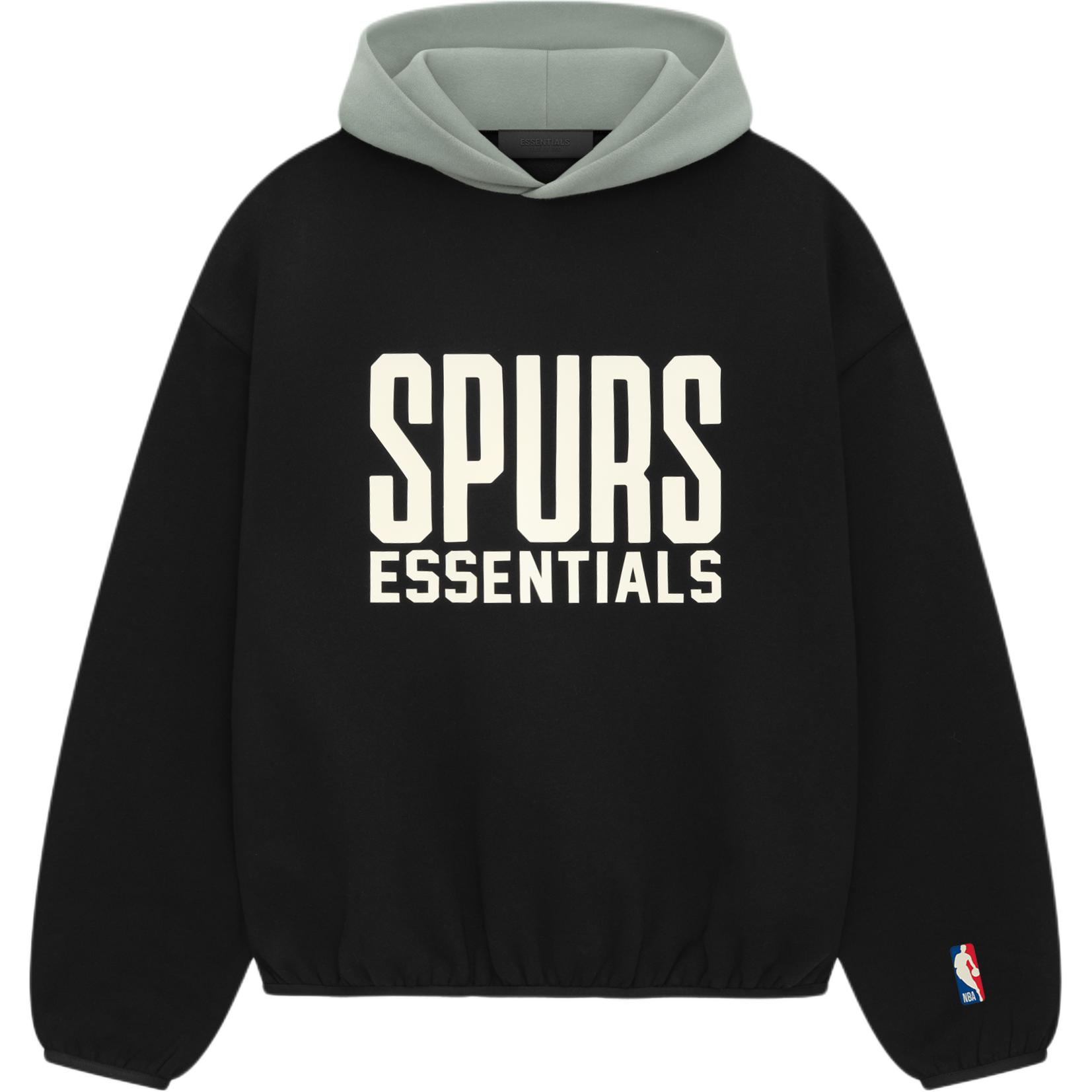 

Fear of God Толстовка Essentials x NBA Spurs с капюшоном, черная/бирюзовая, унисекс, топы 192AL246403F S