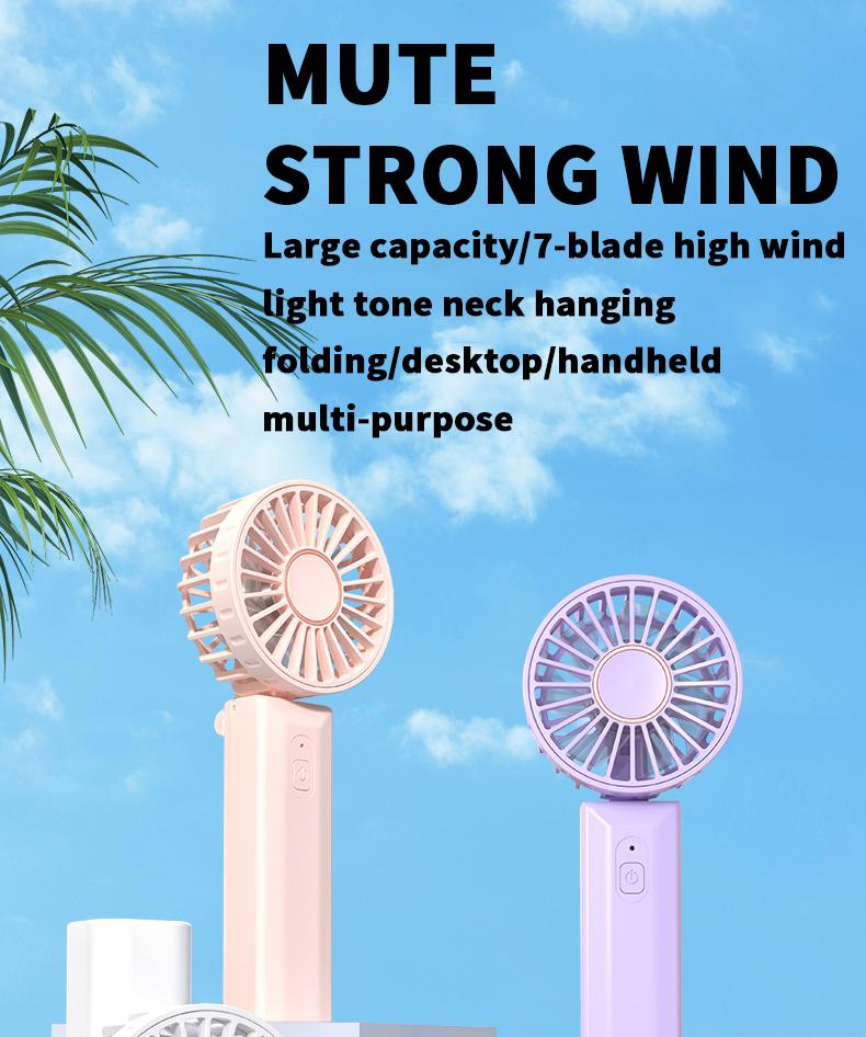 Handheld Mini Fan Portable Neck Rechargeable Usb Fan Desktop Folding Outdoor Multi-purpose Fan
