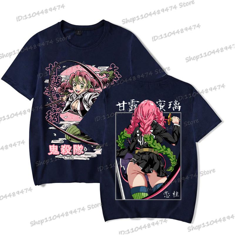 Kimetsu No Yaiba Cartoon T-shirt Aesthetics Vintage Kanroji Mitsuri Fashion Y2K Tops Short Sleeve Japanese Styles Men Women Tee