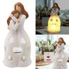 Mother and Daughter Resins Figurine Heartwarmings Gift with Flickering LED Candle for Mother Day or Christmas Birthday