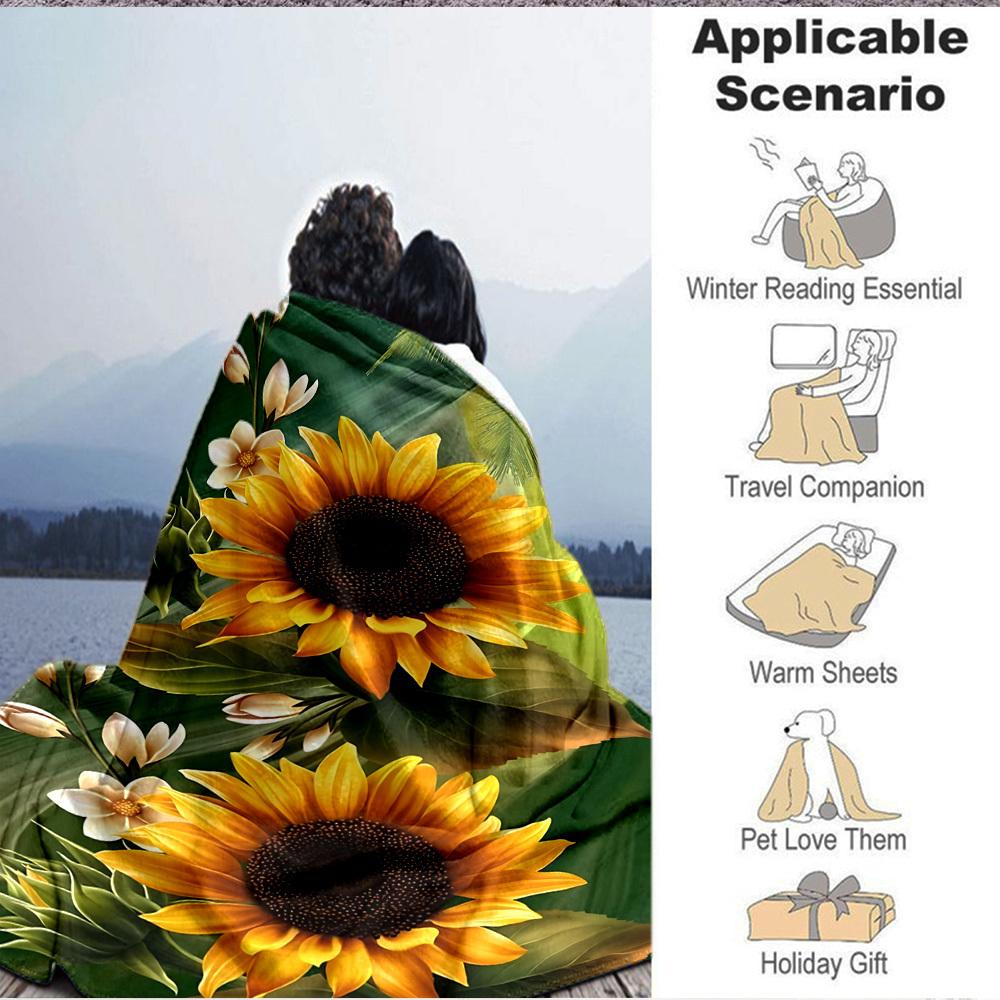 1pc Sunflower Bouquet Blanket Warm, Cozy, And Soft, Suitable for Sofas, Beds, Cars, And Office Use.Perfect for Camping And Travel, Making It a Great G