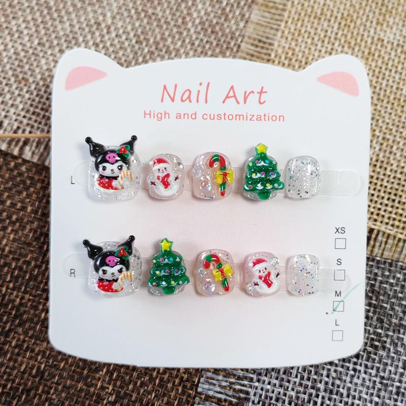 Pegatinas de Uñas Portátiles de Dibujos Animados de Navidad de Kuromi para Niños (De 3 a 12 años)