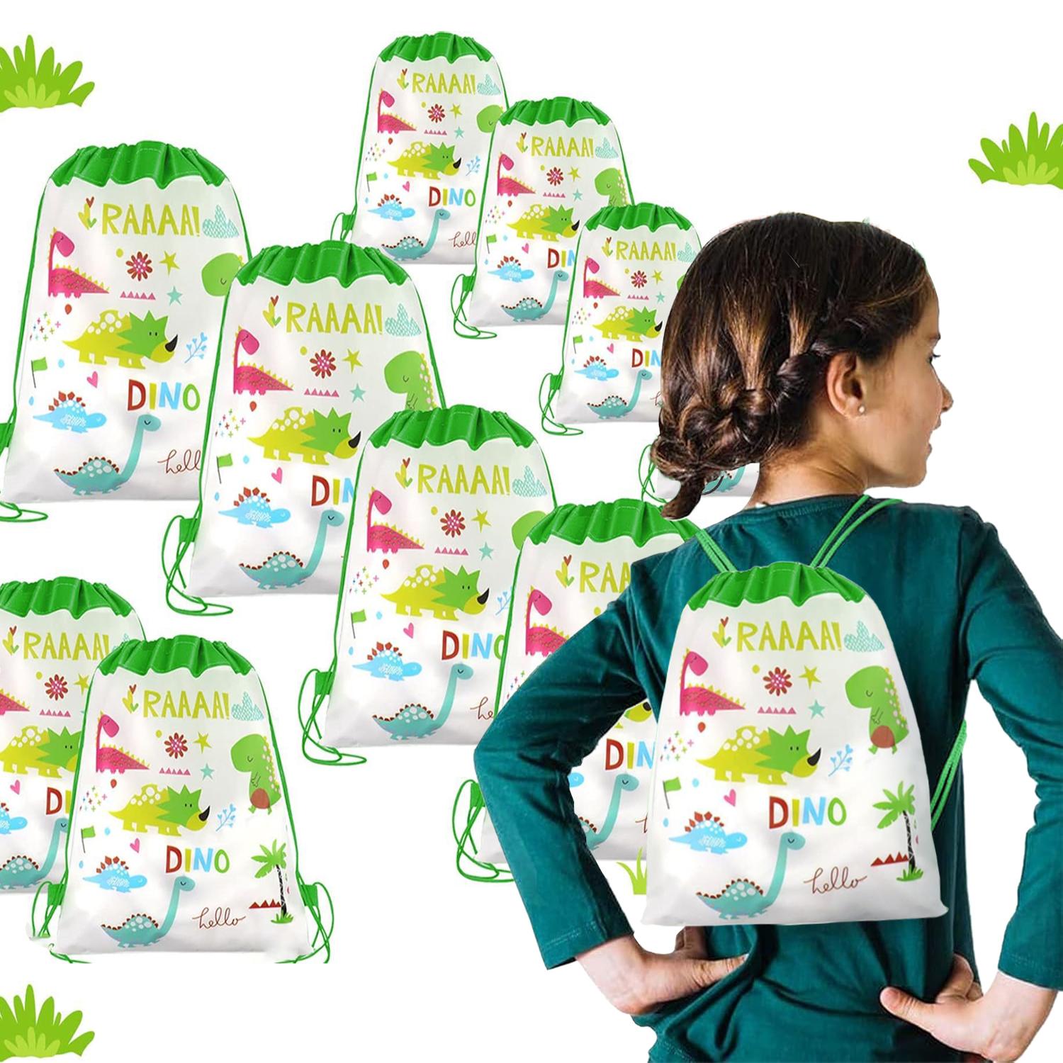 

3/6/12pcs Cartoon Dinosaur Pattern Gift Bag Non-woven Fabrics Shopping Bag Theme Party Dinosaur Drawstring Backpack 3pcs&Other світло-зелений колір