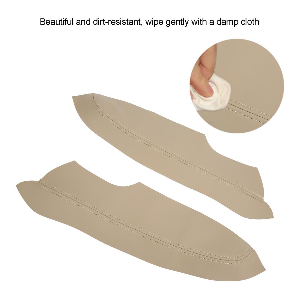 2Pcs/Set Microfiber Leather Front Door Panel Armrest Cover Protector Antiscratch Replacement for Civic 2005‑2011Beige