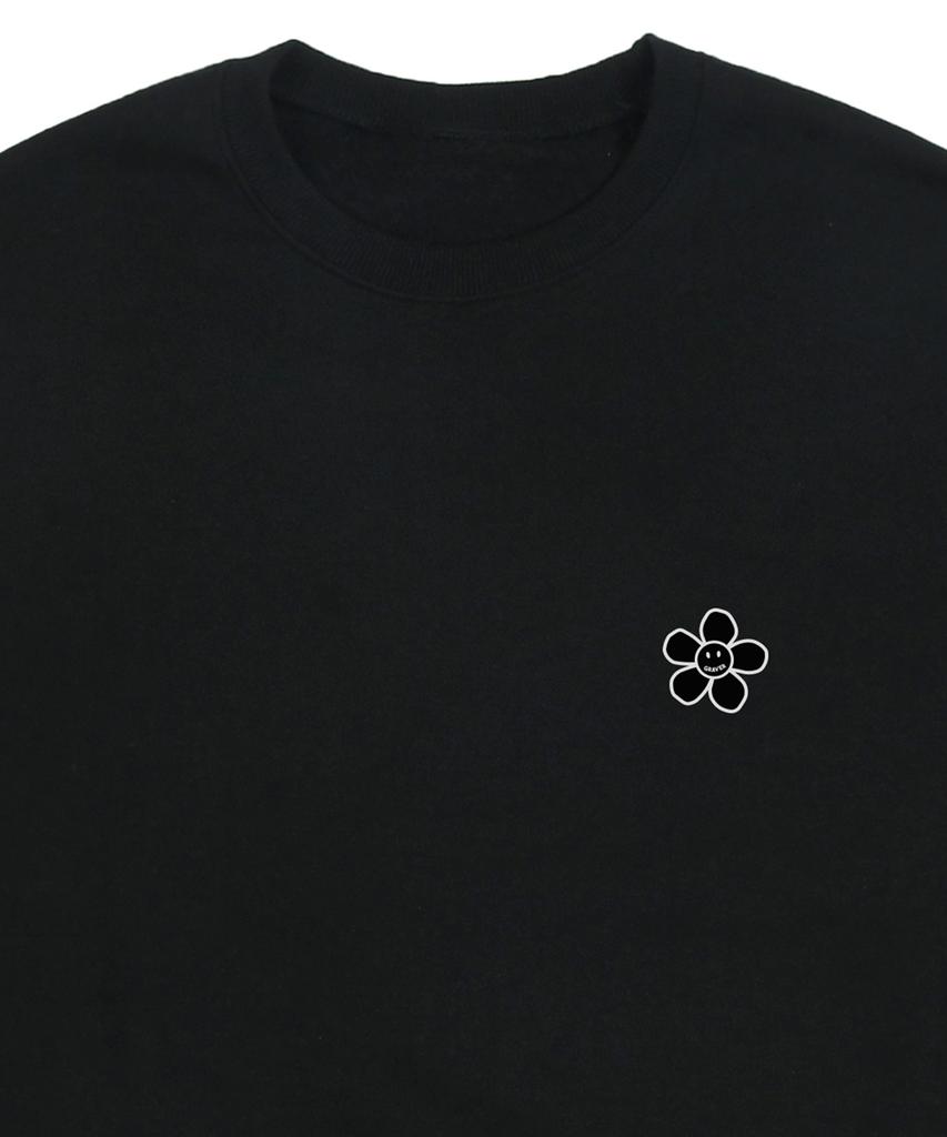 GRAVER [Unisex] Line Flower Dot Logo Smile Sweatshirt_Black