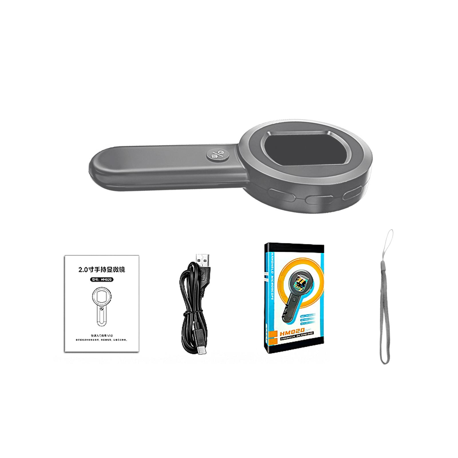 

Handheld Digital Magnifying Glass Digital Microscope for Adults Kids 100X Magnification 2.0 Inch IPS Screen Manual Gray сірий колір